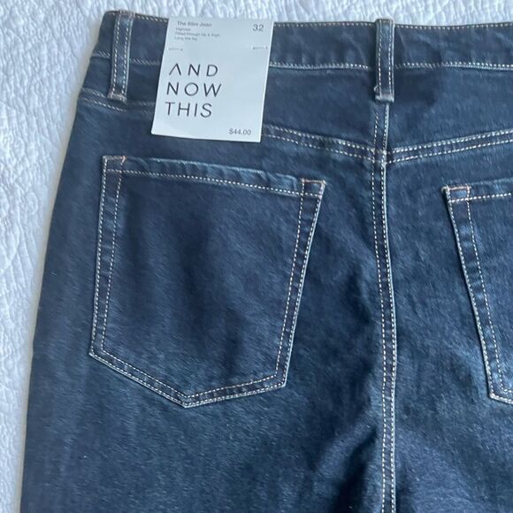 NWT And Now This The Slim Jean High Rise Long line Leg Dark Rinse Jeans sz 32 - Picture 4 of 13